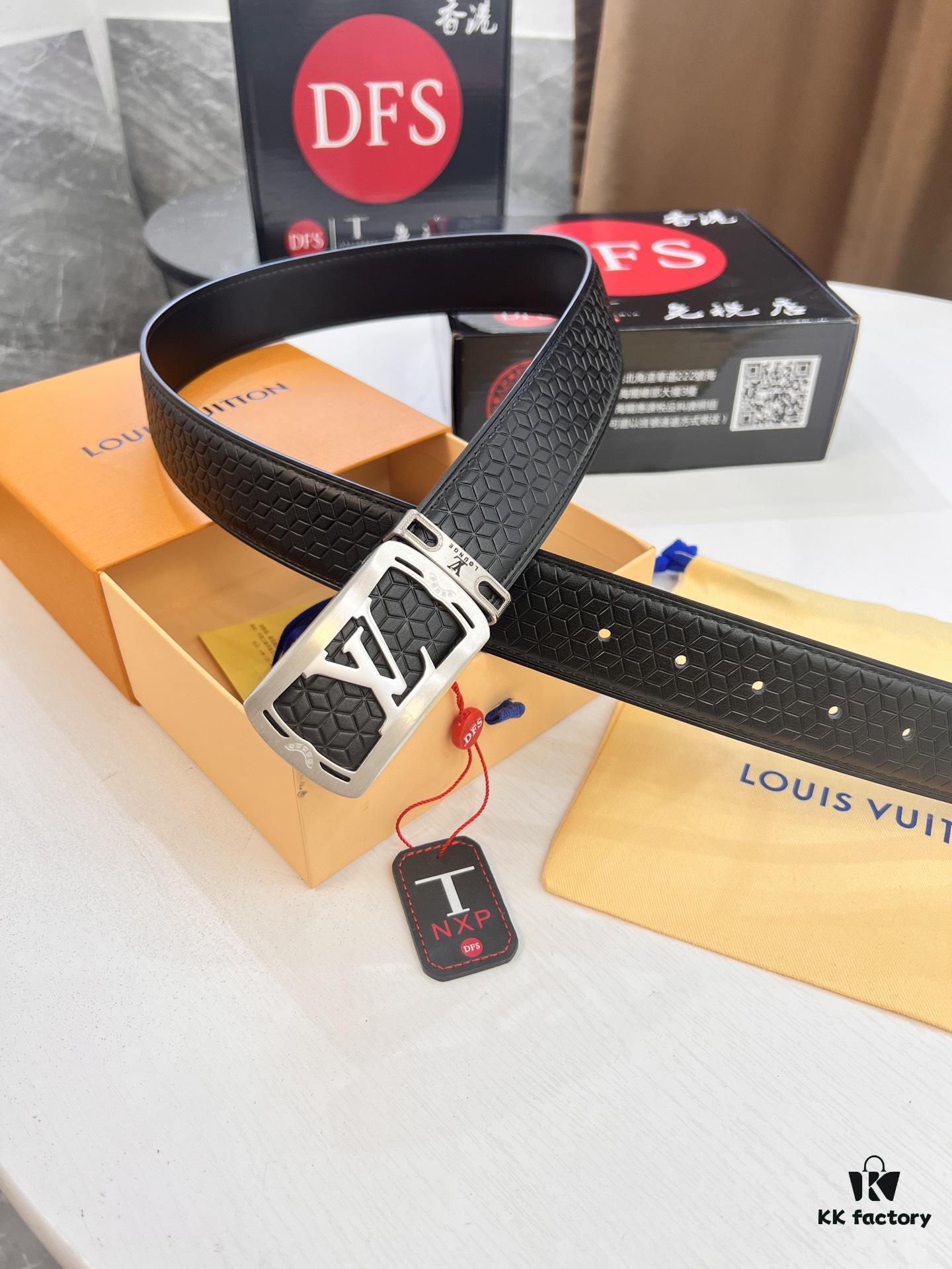 693202cb3a89a121ed550c39 Top-Tier LV Louis Vuitton Belt - Genuine Mold L, Polished Stainless Steel Hardware, Reversible French Imported Embossed Calfskin Leather, 3.8cm Width, with NXP Anti-Counterfeit Chip (Hong Kong Duty-Free Exclusive Gift Box)