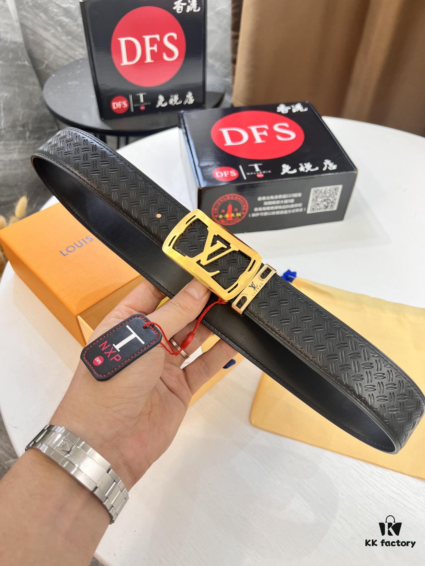693202cc3a89a121ed550c3b Top-Tier LV Louis Vuitton Belt - Genuine Mold L, Polished Stainless Steel Hardware, Reversible French Imported Embossed Calfskin Leather, 3.8cm Width, NXP RFID Chip for Official Authentication