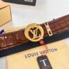 693202cc3a89a121ed550c44 LV Men's Belt, Genuine Crocodile Grain Leather, 4.0cm Width, Imported Cowhide with Steel Buckle, NXP Anti-Counterfeit Chip Packaging