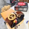 693202cc3a89a121ed550c46 LV Men's Belt, Genuine Crocodile Grain Leather, 4.0cm Width, Imported Cowhide with Steel Buckle, NXP Anti-Counterfeit Chip Packaging