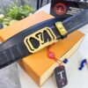 Louis Vuitton Automatic Buckle Belt, Premium Calfskin with Crocodile Texture, 3.5cm Width, Top-Quality Craftsmanship