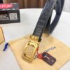 Louis Vuitton Automatic Buckle Belt, Premium Calfskin with Crocodile Texture, 3.5cm Width, Top-Quality Craftsmanship