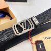 693202cf3a89a121ed550c6b Louis Vuitton Automatic Buckle Belt, Top-Quality Genuine Leather with Crocodile Texture, 3.5cm Width, Premium Business Formal Accessory