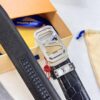 693202cf3a89a121ed550c6c Louis Vuitton Automatic Buckle Belt, Top-Quality Genuine Leather with Crocodile Texture, 3.5cm Width, Premium Business Formal Accessory