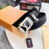 693202cf3a89a121ed550c6e Louis Vuitton Automatic Buckle Belt, Top-Quality Genuine Leather with Crocodile Texture, 3.5cm Width, Premium Business Formal Accessory