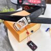 693202d03a89a121ed550c6f Louis Vuitton Automatic Buckle Belt, Top-Quality Genuine Leather with Crocodile Texture, 3.5cm Width, Premium Business Formal Accessory