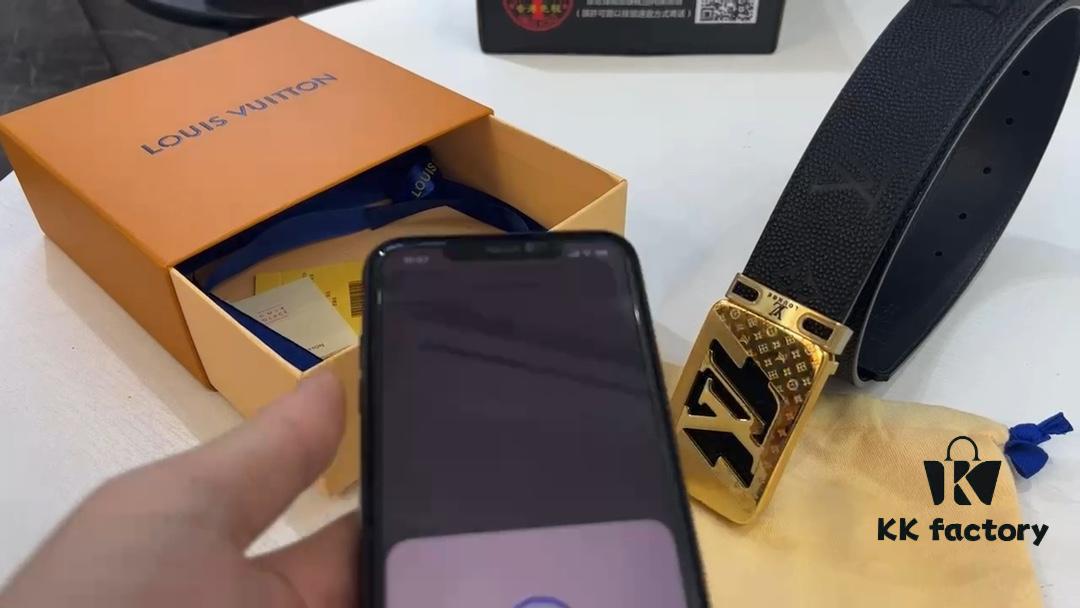 693202d03a89a121ed550c71 LV New Model Embossed Leather Belt with Diamond-Finished Hardware, Anti-Counterfeit Video-Enabled In-Network Authentication