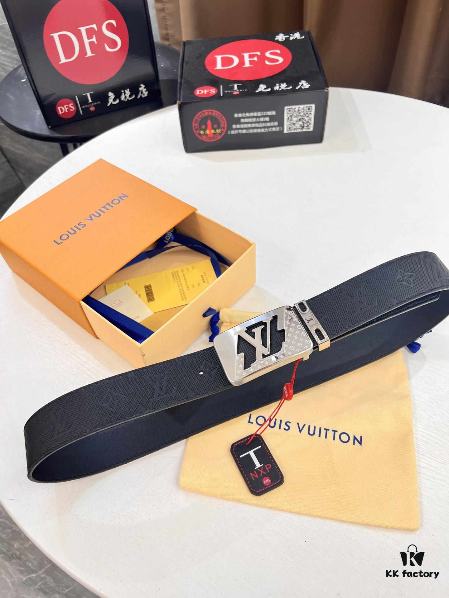 693202d03a89a121ed550c7b Top-Tier LV Louis Vuitton L-Logo Polished Stainless Steel Buckle Leather Belt - Imported French Embossed Calfskin, 3.8cm Width, with Authentic NXP RFID Chip (Original Mold, Duty-Free Hong Kong Grade)