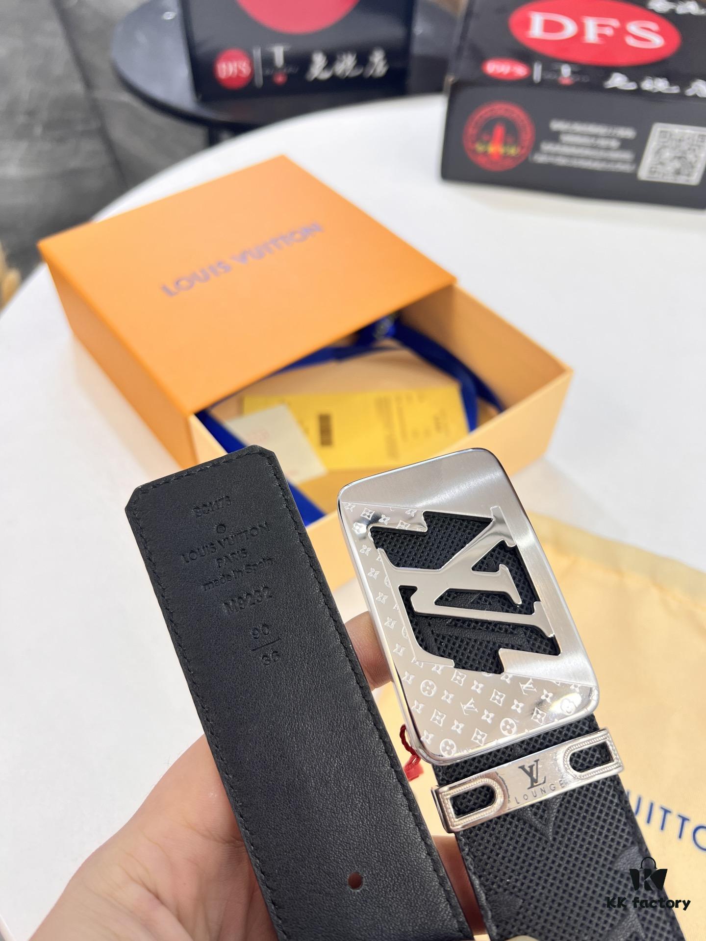 693202d13a89a121ed550c7c Top-Tier LV Louis Vuitton L-Logo Polished Stainless Steel Buckle Leather Belt - Imported French Embossed Calfskin, 3.8cm Width, with Authentic NXP RFID Chip (Original Mold, Duty-Free Hong Kong Grade)