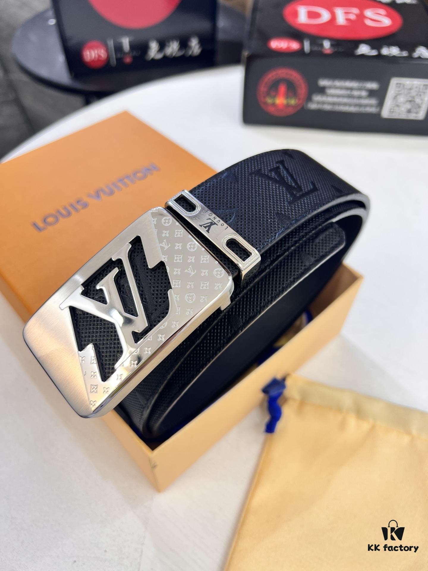 693202d13a89a121ed550c7d Top-Tier LV Louis Vuitton L-Logo Polished Stainless Steel Buckle Leather Belt - Imported French Embossed Calfskin, 3.8cm Width, with Authentic NXP RFID Chip (Original Mold, Duty-Free Hong Kong Grade)