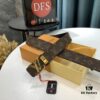 LV Men's Belt, New Monogram Imported Fabric, Full-Grain Cowhide Plain Weave, Reversible Design, Wave Pattern Letter Hardware, 3.8cm Width