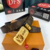 693202d33a89a121ed550c96 Luxury Louis Vuitton Automatic Buckle Belt – Genuine Cowhide with PVC Monogram Pattern, 3.5cm Width, Top-Quality Craftsmanship