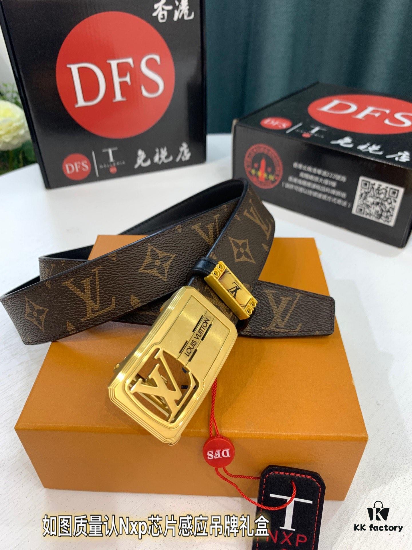 693202d33a89a121ed550c96 Luxury Louis Vuitton Automatic Buckle Belt – Genuine Cowhide with PVC Monogram Pattern, 3.5cm Width, Top-Quality Craftsmanship