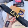 Louis Vuitton Automatic Buckle Belt, Genuine Cowhide, Imported Top-layer Leather with Grid Pattern, Fine-grain Calfskin, 3.5cm Width, Top-quality Business Formal Belt