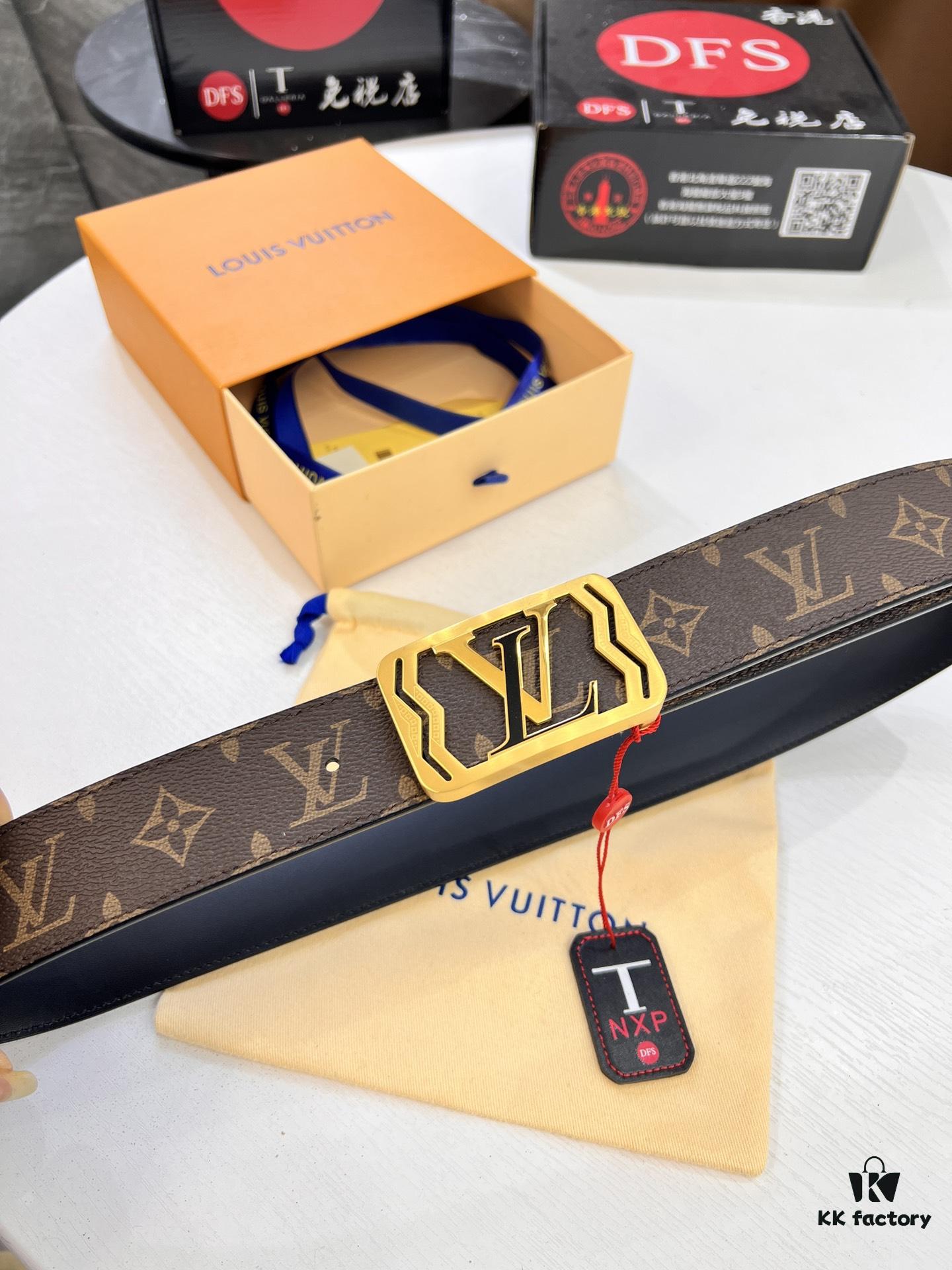 693202d53a89a121ed550cb3 LV Men's Belt, Latest ZP Mold Design, Genuine Leather, 4.0cm Width, Steel Hardware