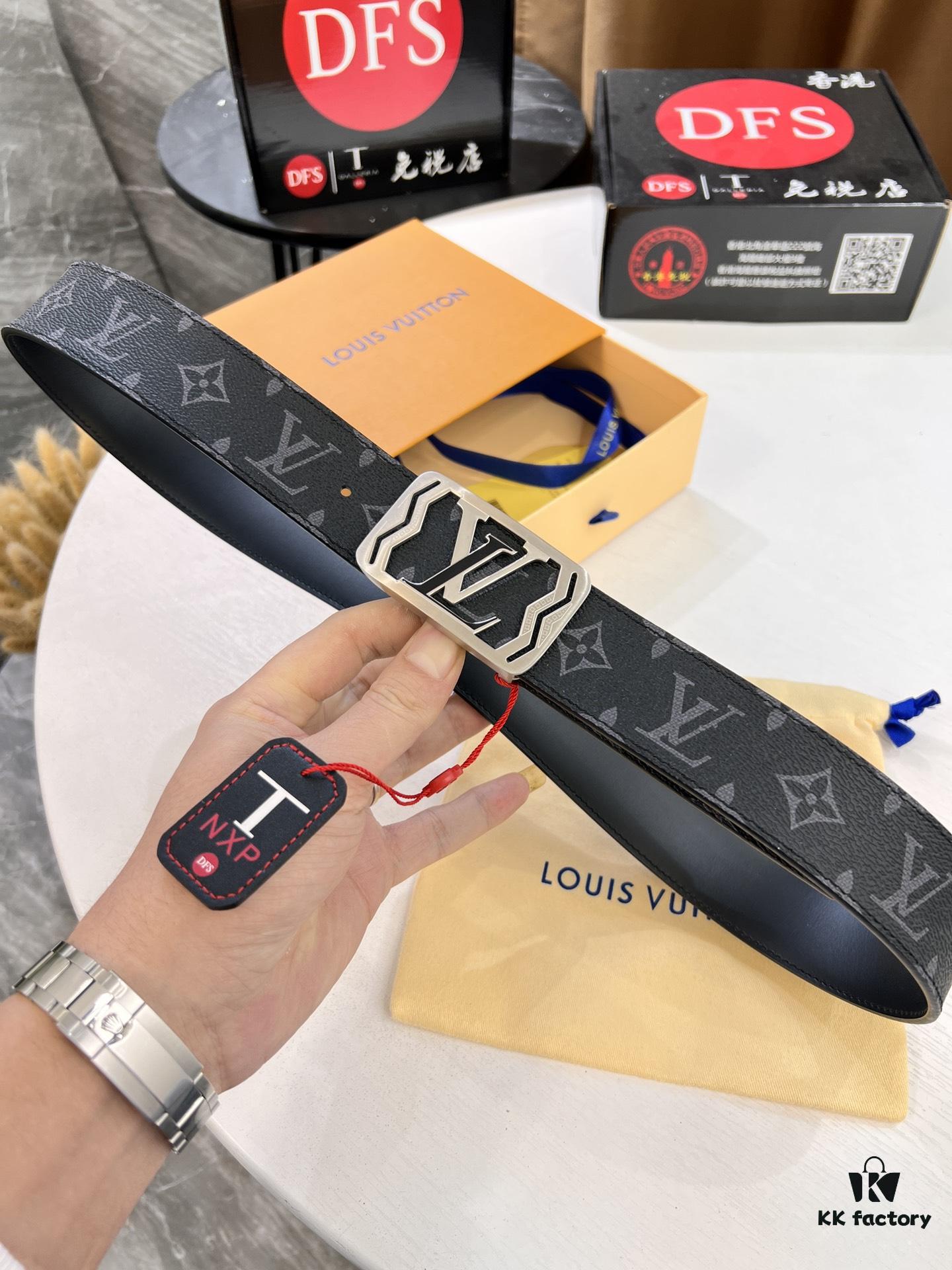 693202d53a89a121ed550cba LV Men's Belt, Latest Design, ZP Molded, Synchronized with Original Monogram Fabric, Full-Grain Cowhide Leather, 4.0cm Width, Premium Quality with NXP Anti-Counterfeit Chip