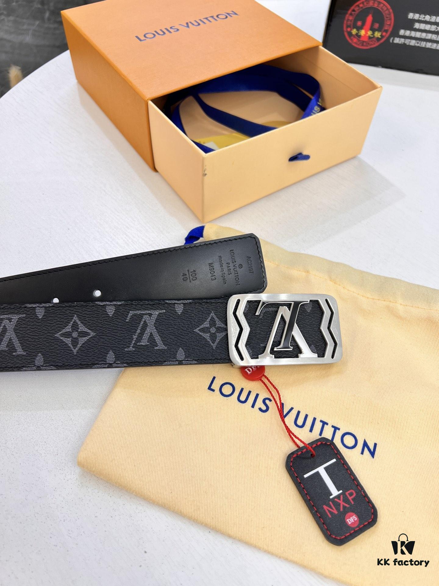 693202d53a89a121ed550cbc LV Men's Belt, Latest Design, ZP Molded, Synchronized with Original Monogram Fabric, Full-Grain Cowhide Leather, 4.0cm Width, Premium Quality with NXP Anti-Counterfeit Chip