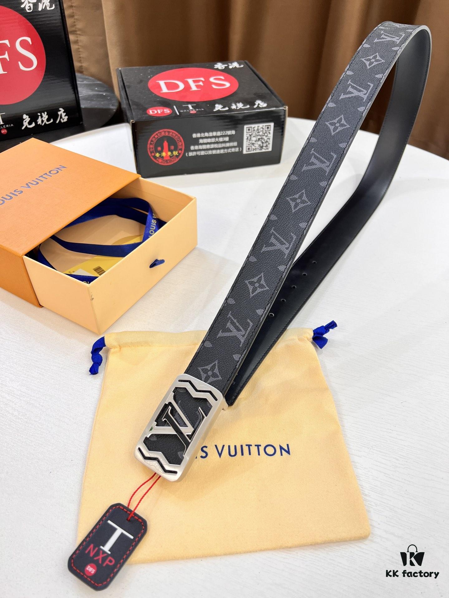 693202d63a89a121ed550cbd LV Men's Belt, Latest Design, ZP Molded, Synchronized with Original Monogram Fabric, Full-Grain Cowhide Leather, 4.0cm Width, Premium Quality with NXP Anti-Counterfeit Chip