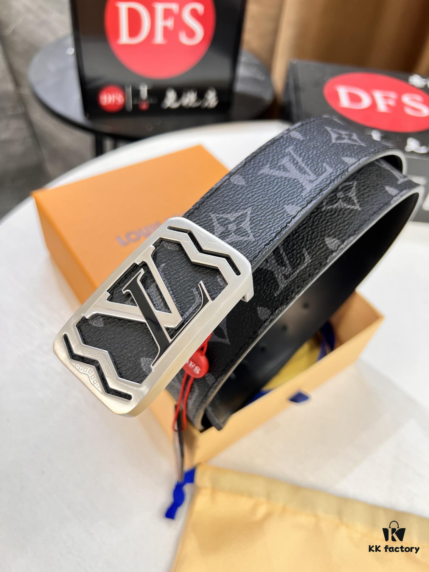 693202d63a89a121ed550cbe LV Men's Belt, Latest Design, ZP Molded, Synchronized with Original Monogram Fabric, Full-Grain Cowhide Leather, 4.0cm Width, Premium Quality with NXP Anti-Counterfeit Chip
