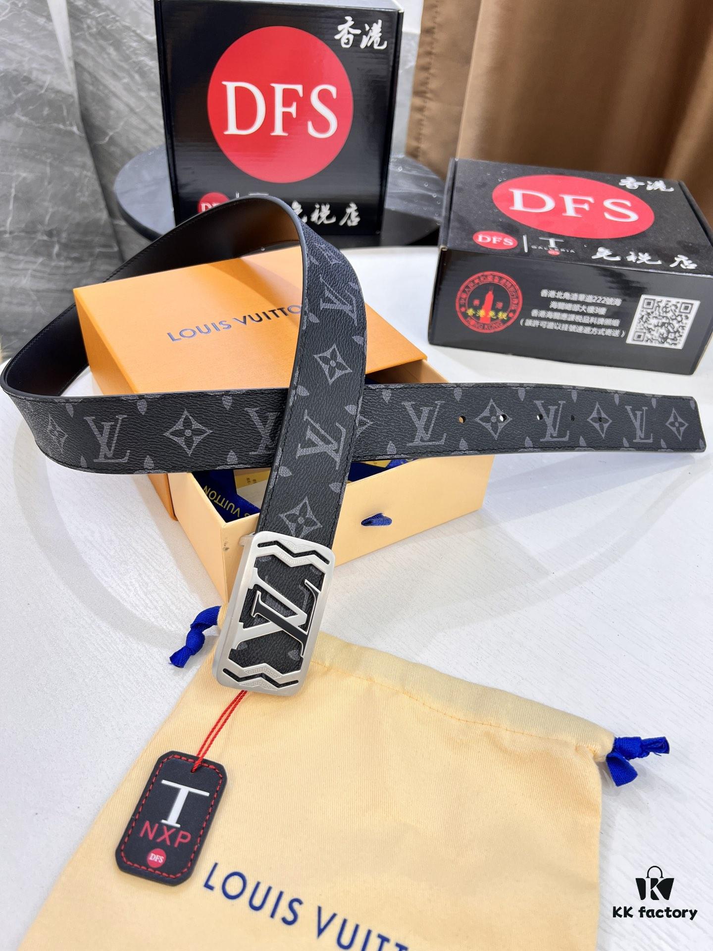 693202d63a89a121ed550cbf LV Men's Belt, Latest Design, ZP Molded, Synchronized with Original Monogram Fabric, Full-Grain Cowhide Leather, 4.0cm Width, Premium Quality with NXP Anti-Counterfeit Chip