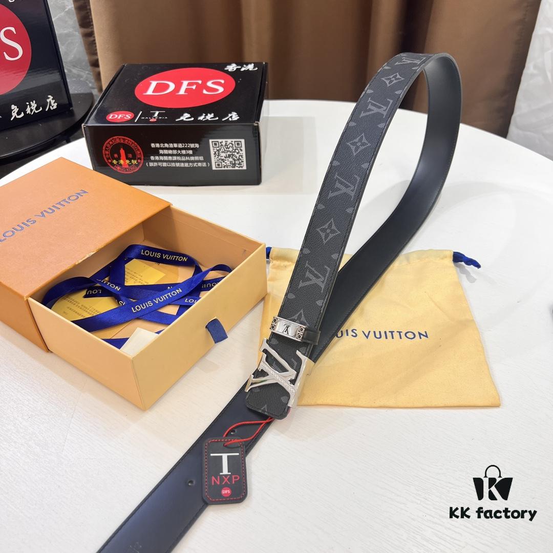 693202d83a89a121ed550cd7 LV Men's Belt Louis Vuitton Latest Style ZP Synchronized Monogram Fabric Genuine Cowhide Steel Buckle 4.0cm