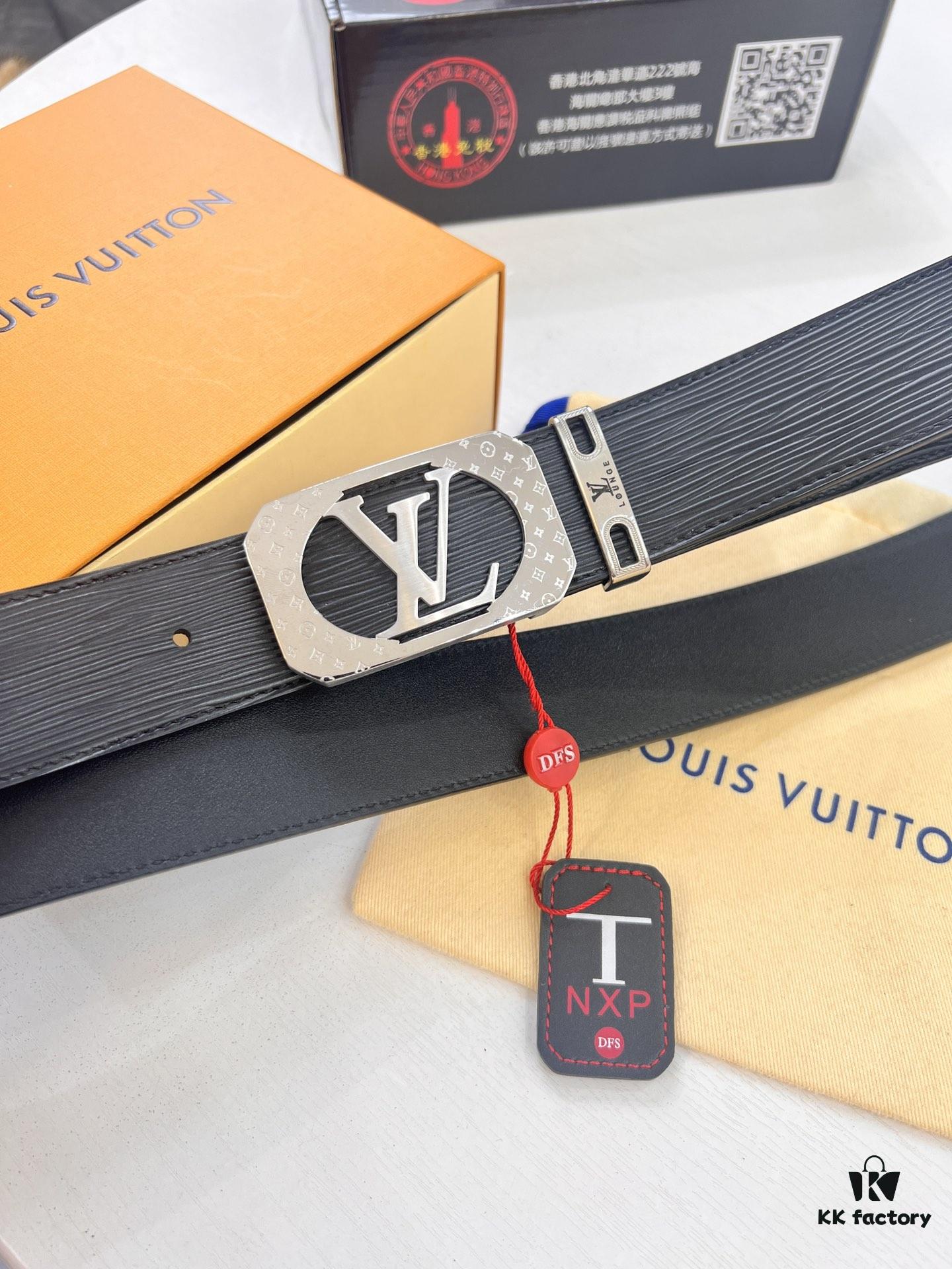 693202d93a89a121ed550ce4 Top-Tier Louis Vuitton LV Belt – Genuine French Calfskin with NXP RFID Chip, 3.8cm Width, Premium Duty-Free Gift Box