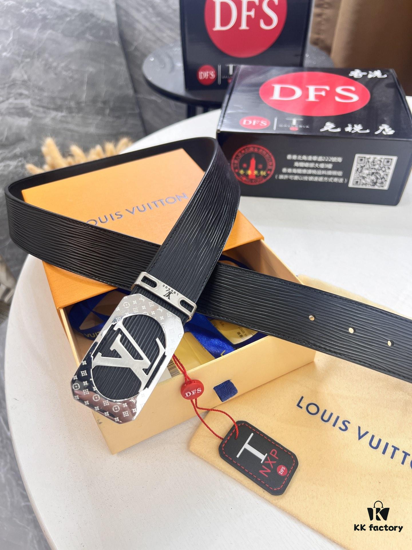 693202d93a89a121ed550ce8 Top-Tier Louis Vuitton LV Belt – Genuine French Calfskin with NXP RFID Chip, 3.8cm Width, Premium Duty-Free Gift Box