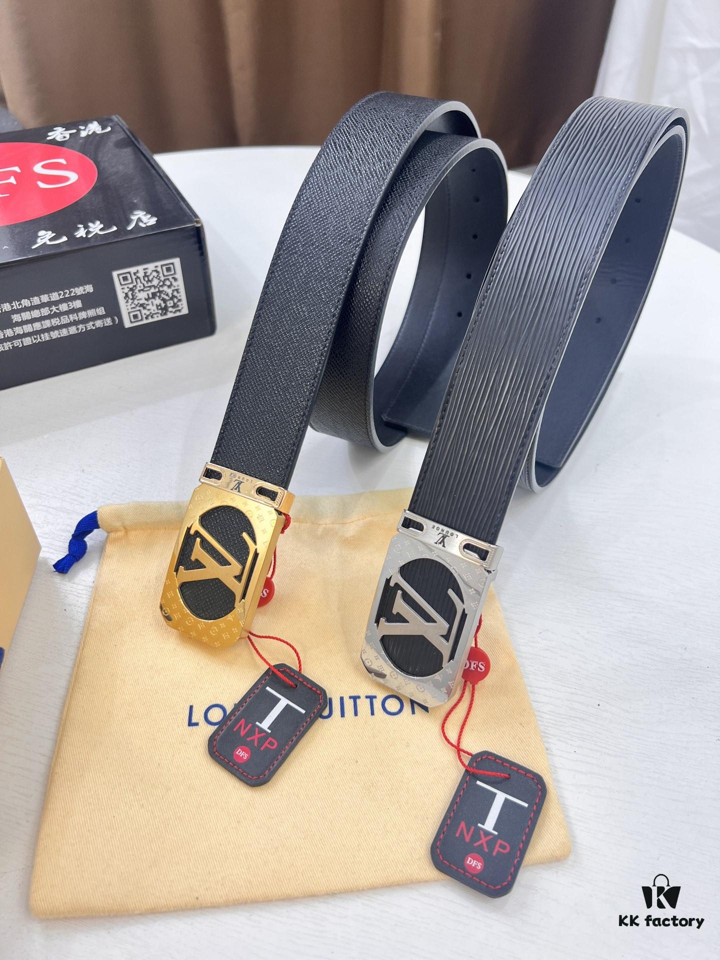 693202d93a89a121ed550ce9 Top-Tier Louis Vuitton LV Belt – Genuine French Calfskin with NXP RFID Chip, 3.8cm Width, Premium Duty-Free Gift Box