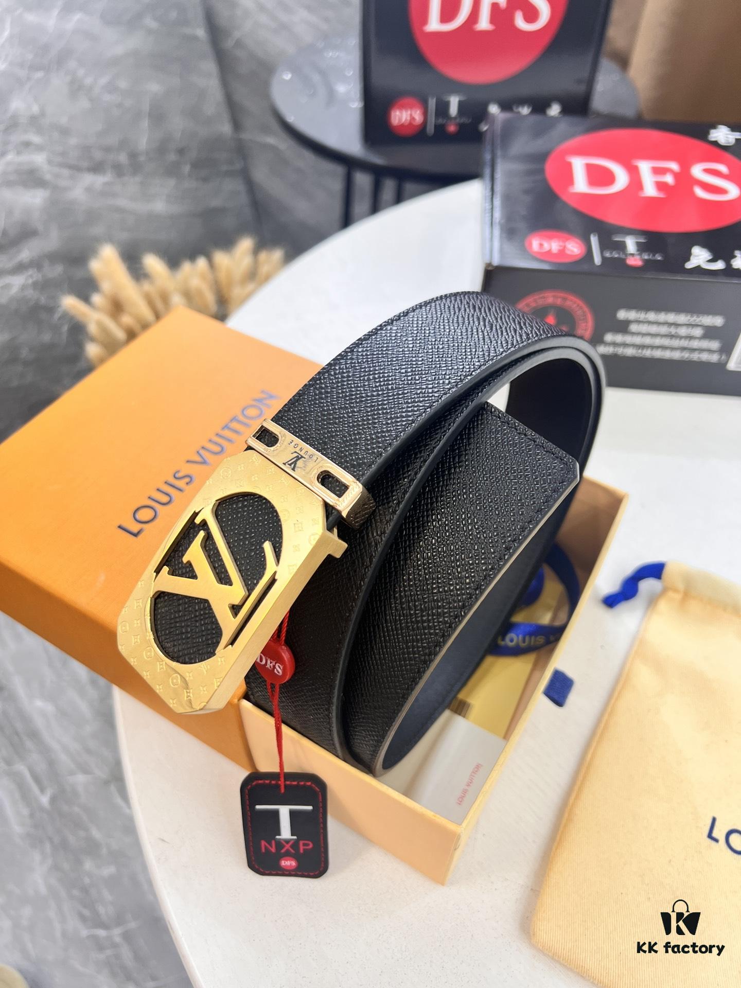 693202d93a89a121ed550ced Top-Tier Louis Vuitton LV Belt, Genuine French Water-Grain Calfskin, 3.8cm Width, Original Hong Kong Duty-Free T Gift Box, NXP RFID Chip (Verifiable on Official Website), Premium Stainless Steel Hardware