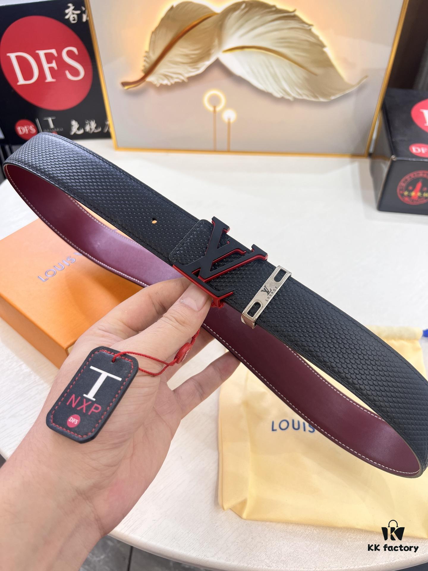 693202da3a89a121ed550cf3 Top-Tier Louis Vuitton LV Belt, Original Factory Hong Kong Duty-Free T Gift Box, Genuine Full-Grain French Calfskin, 3.8cm Width, NXP RFID Chip Compatible with Official Website Verification