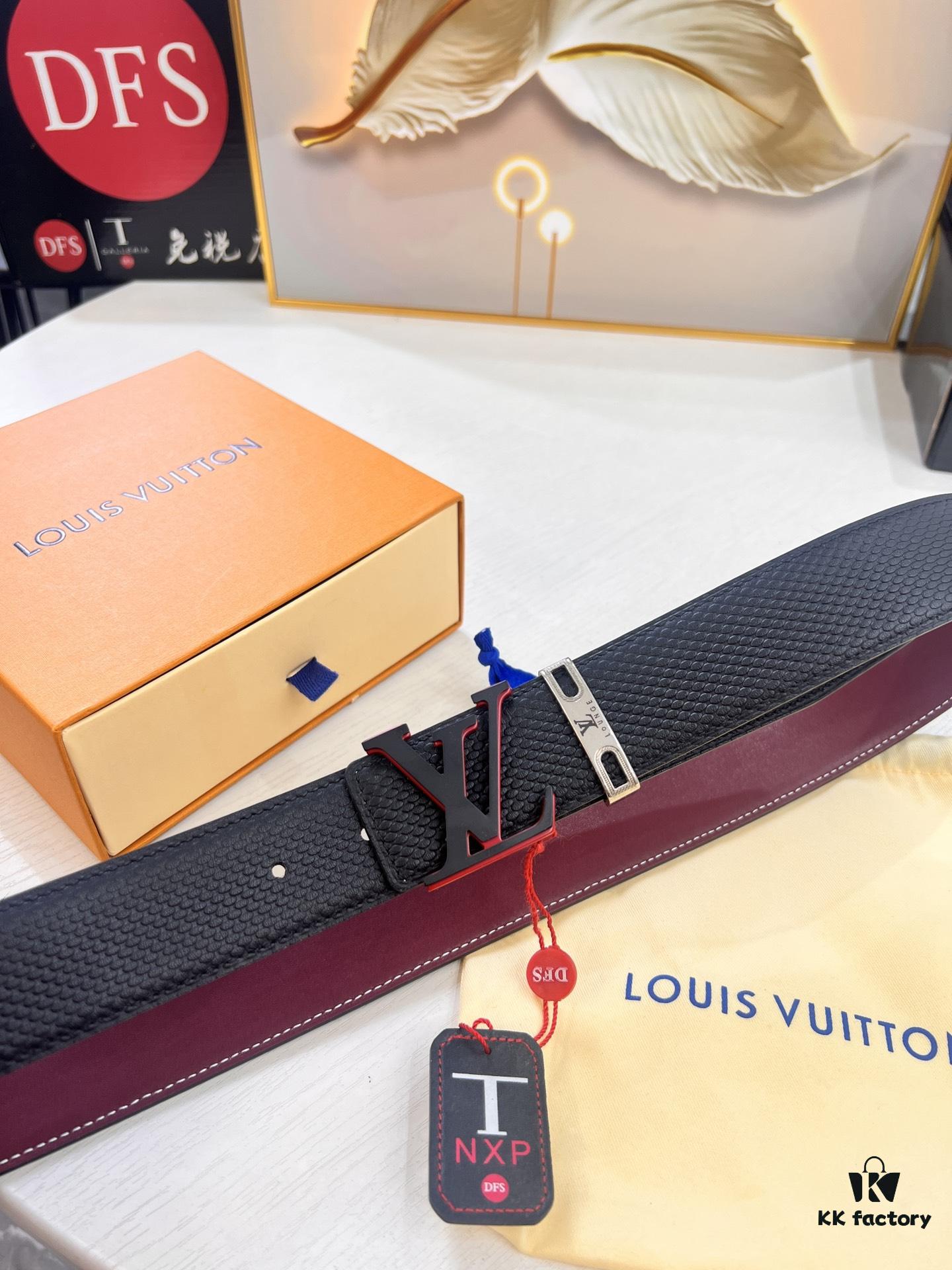 693202da3a89a121ed550cf4 Top-Tier Louis Vuitton LV Belt, Original Factory Hong Kong Duty-Free T Gift Box, Genuine Full-Grain French Calfskin, 3.8cm Width, NXP RFID Chip Compatible with Official Website Verification