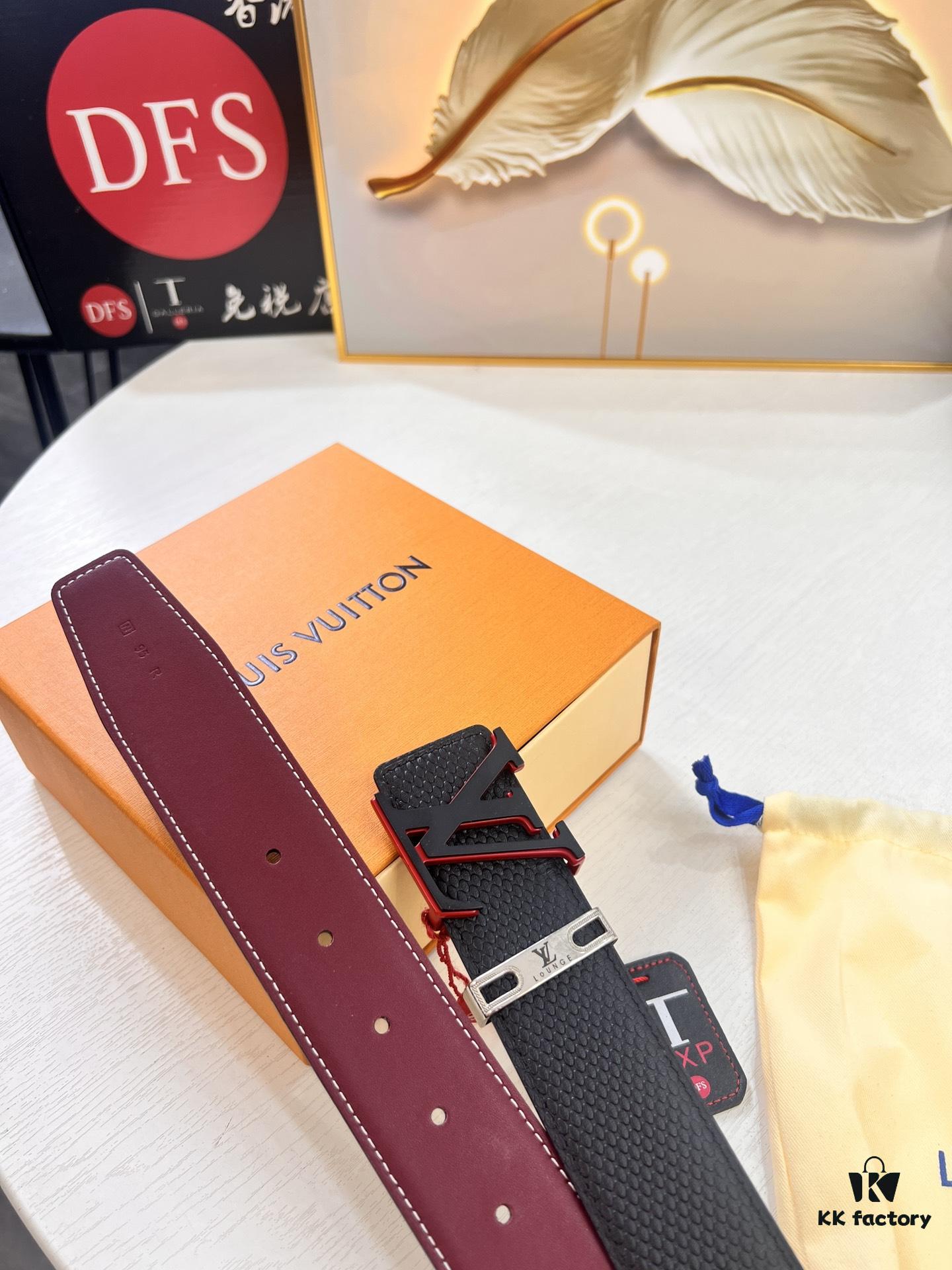 693202da3a89a121ed550cf5 Top-Tier Louis Vuitton LV Belt, Original Factory Hong Kong Duty-Free T Gift Box, Genuine Full-Grain French Calfskin, 3.8cm Width, NXP RFID Chip Compatible with Official Website Verification
