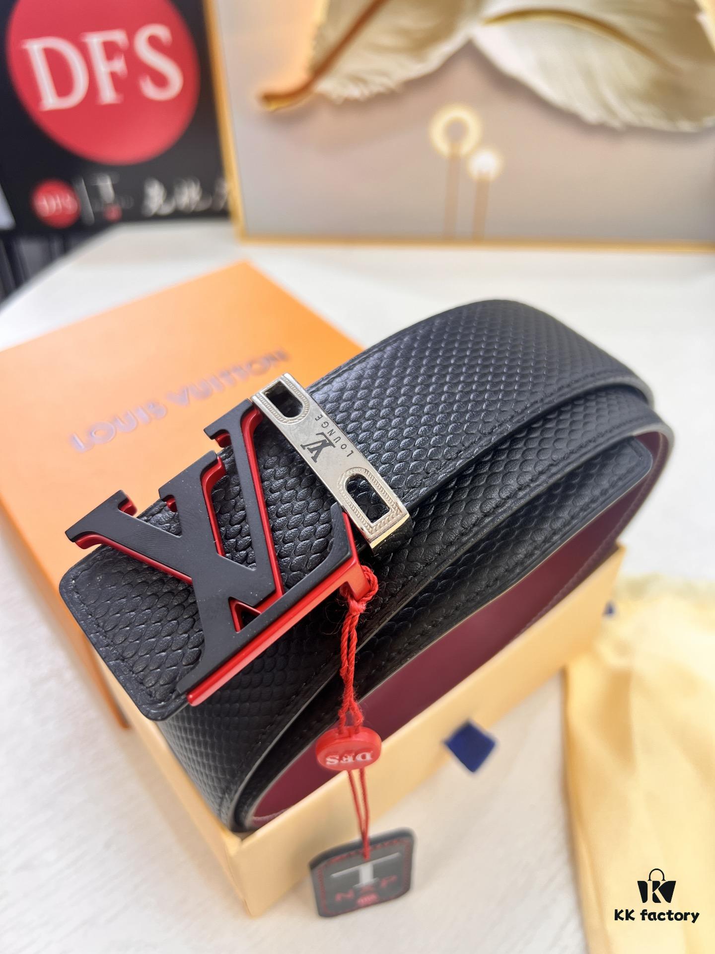 693202da3a89a121ed550cf6 Top-Tier Louis Vuitton LV Belt, Original Factory Hong Kong Duty-Free T Gift Box, Genuine Full-Grain French Calfskin, 3.8cm Width, NXP RFID Chip Compatible with Official Website Verification
