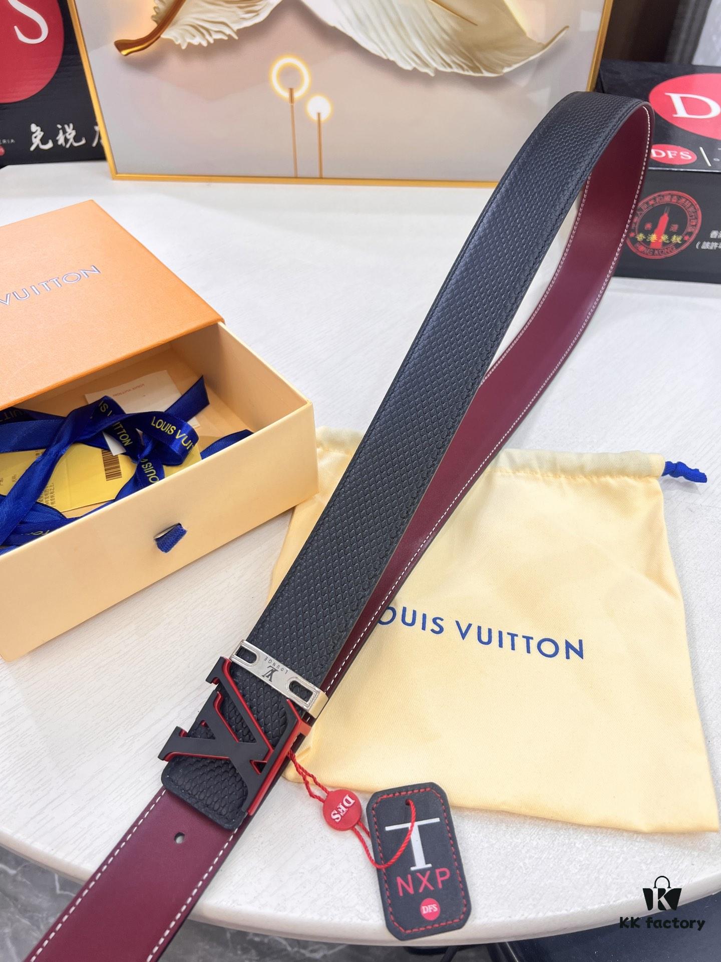 693202da3a89a121ed550cf7 Top-Tier Louis Vuitton LV Belt, Original Factory Hong Kong Duty-Free T Gift Box, Genuine Full-Grain French Calfskin, 3.8cm Width, NXP RFID Chip Compatible with Official Website Verification