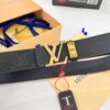 693202db3a89a121ed550d04 Top-Tier Louis Vuitton LV Pattern Belt, Genuine Full-Grain Calfskin with NXP Smart Chip, 3.8cm Width, Hong Kong Duty-Free Gift Box