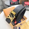 693202db3a89a121ed550d06 Top-Tier Louis Vuitton LV Pattern Belt, Genuine Full-Grain Calfskin with NXP Smart Chip, 3.8cm Width, Hong Kong Duty-Free Gift Box