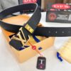 693202db3a89a121ed550d08 Top-Tier Louis Vuitton LV Pattern Belt, Genuine Full-Grain Calfskin with NXP Smart Chip, 3.8cm Width, Hong Kong Duty-Free Gift Box