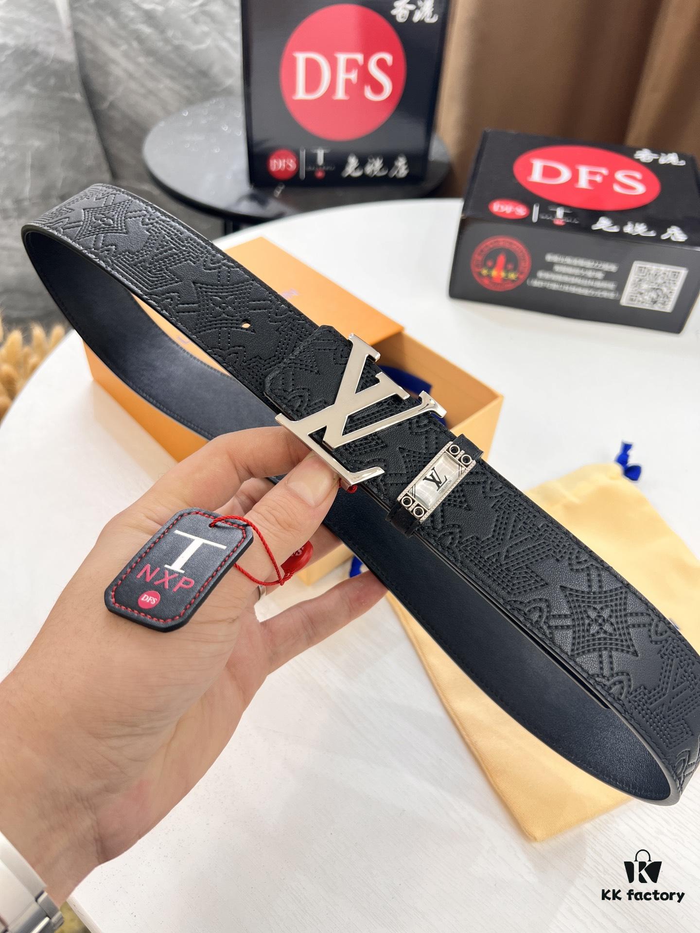 693202dc3a89a121ed550d0a LV-Style Top-Tier Leather Belt, Hong Kong Duty-Free Original Gift Box, Full-Grain Calfskin with NXP RFID Chip, 3.8cm Width