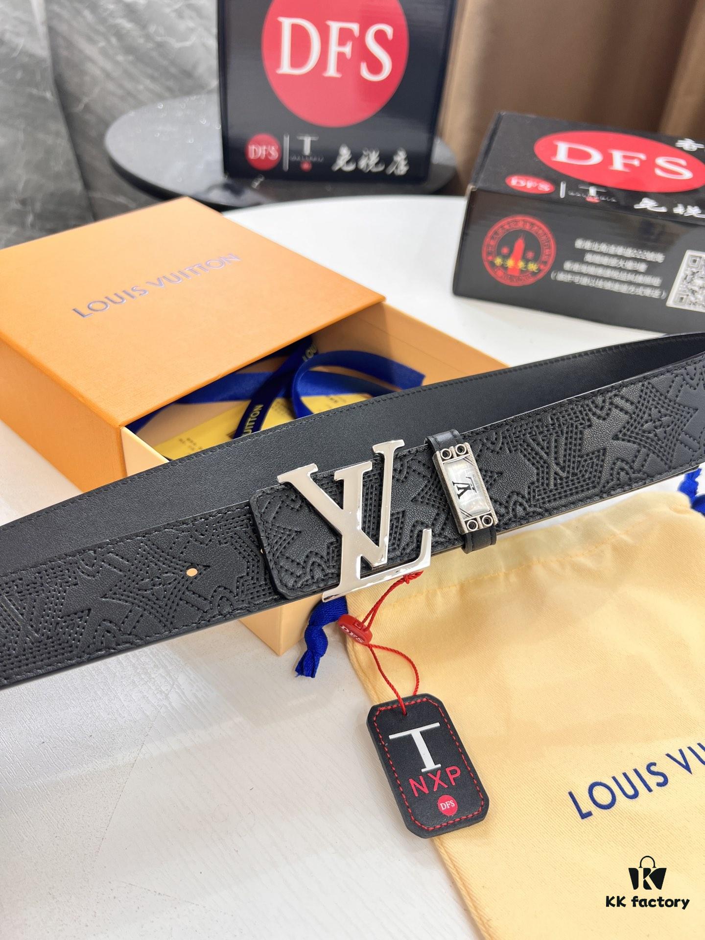 693202dc3a89a121ed550d0b LV-Style Top-Tier Leather Belt, Hong Kong Duty-Free Original Gift Box, Full-Grain Calfskin with NXP RFID Chip, 3.8cm Width