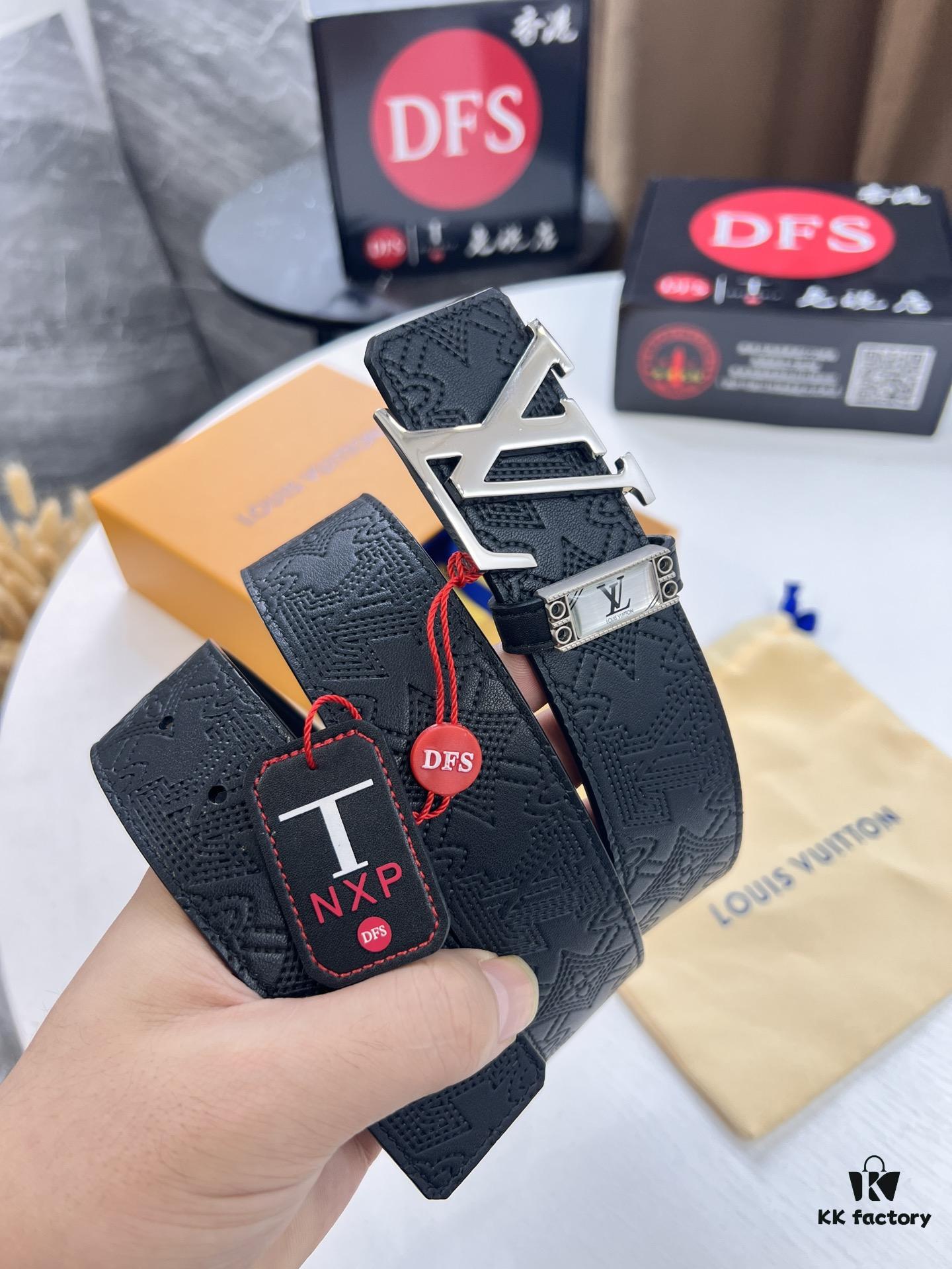 693202dc3a89a121ed550d0c LV-Style Top-Tier Leather Belt, Hong Kong Duty-Free Original Gift Box, Full-Grain Calfskin with NXP RFID Chip, 3.8cm Width