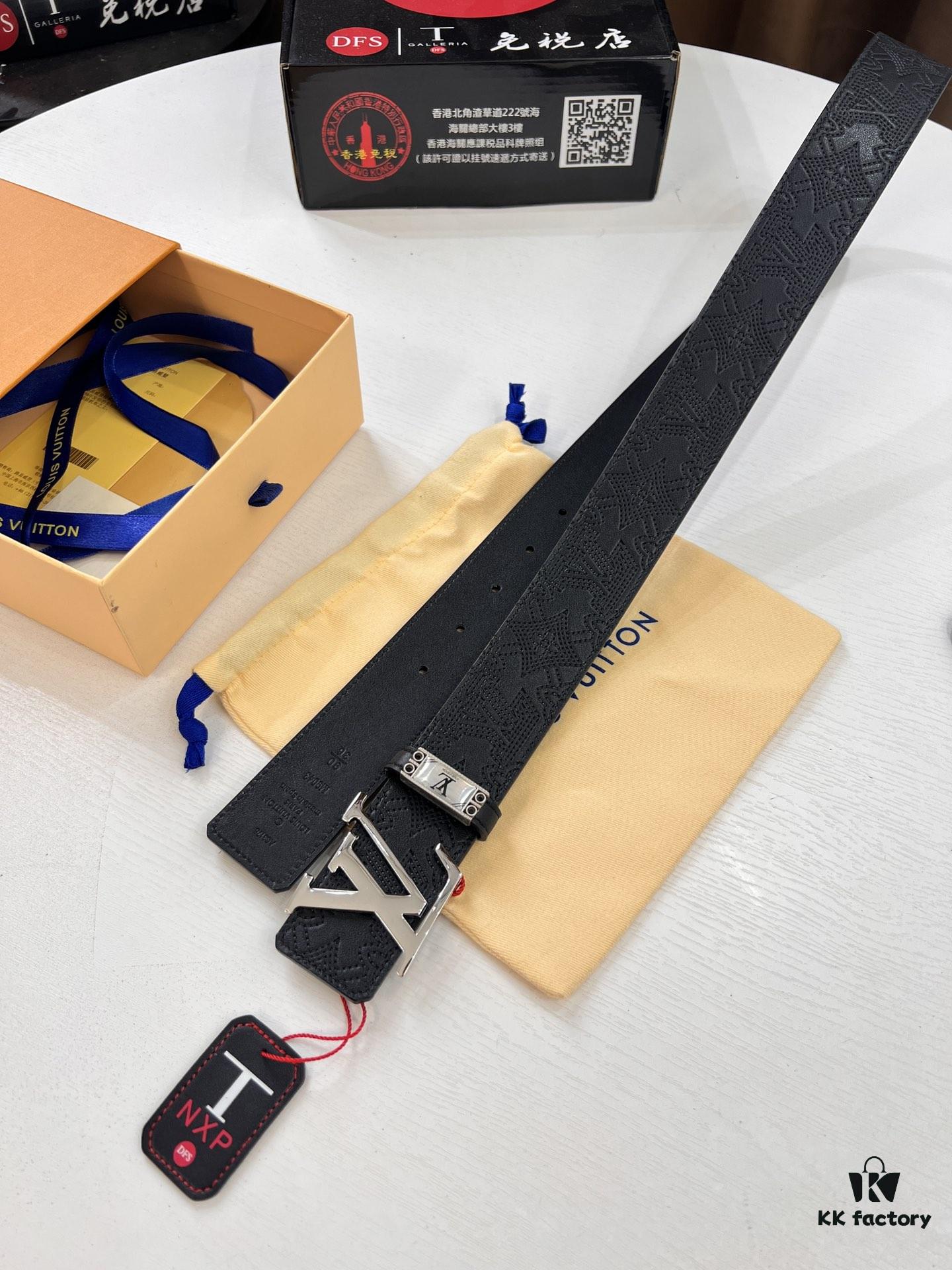 693202dc3a89a121ed550d0d LV-Style Top-Tier Leather Belt, Hong Kong Duty-Free Original Gift Box, Full-Grain Calfskin with NXP RFID Chip, 3.8cm Width