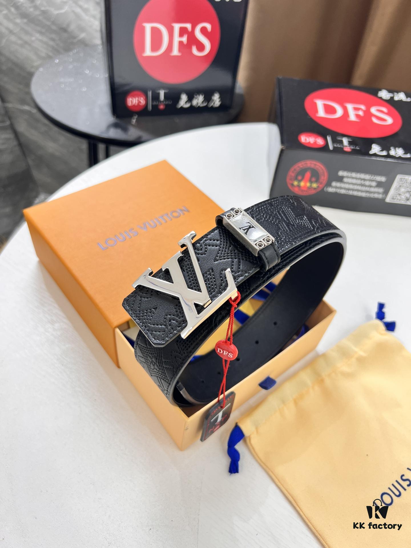 693202dc3a89a121ed550d0e LV-Style Top-Tier Leather Belt, Hong Kong Duty-Free Original Gift Box, Full-Grain Calfskin with NXP RFID Chip, 3.8cm Width