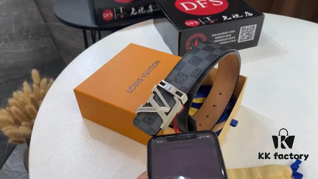 693202dd3a89a121ed550d22 LV New Checkered Leather Belt, Fashion Casual Style with Video Anti-Counterfeit Network Sensing