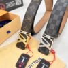 693202de3a89a121ed550d2a LV Men's Belt, New Arrival, High-End Custom Leather, ZP Synchronized, Original Factory Plaid Imported Fabric, Full Grain Suede Cowhide, Corroded Letter Hardware, 3.8cm Width