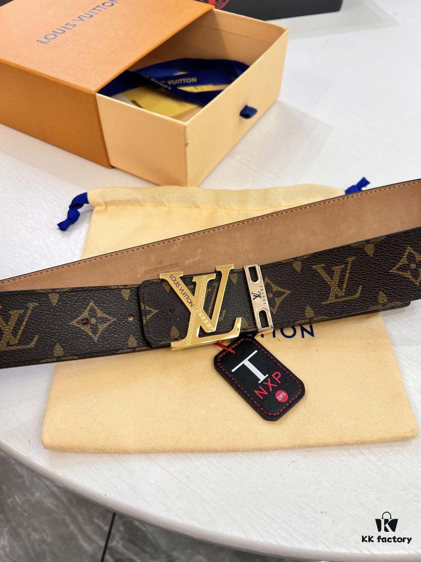 693202de3a89a121ed550d2c LV Men's Belt, New Arrival, Premium Cowhide Leather, Matte Finish, Corrosion-Resistant Letter Hardware, 3.8cm Width