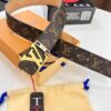 693202de3a89a121ed550d2f LV Men's Belt, New Arrival, Premium Cowhide Leather, Matte Finish, Corrosion-Resistant Letter Hardware, 3.8cm Width