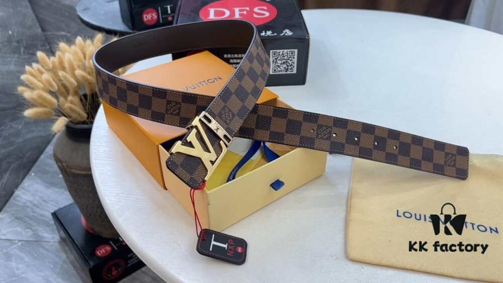 693202df3a89a121ed550d32 LV New Checkered Leather Belt, Fashion Casual Style with Video Anti-counterfeiting Induction Network
