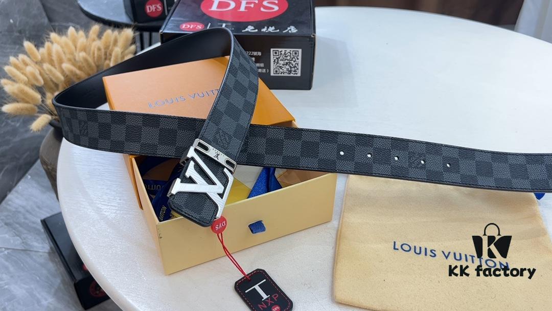 693202df3a89a121ed550d33 LV New Checkered Leather Belt, Fashion Casual Style with Video Anti-counterfeiting Induction Network