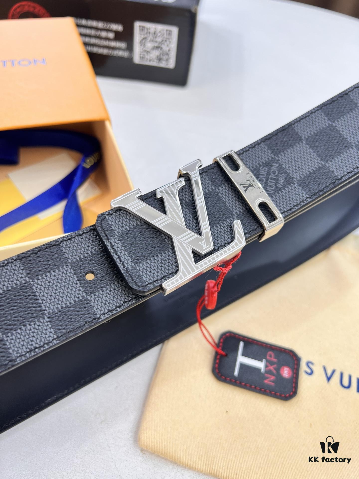 693202df3a89a121ed550d35 Louis Vuitton LV Men's Belt, Latest Design, ZP Molded, Matching Monogram Fabric, Full-Grain Cowhide Leather, Heavy-Duty Stainless Steel Buckle, 4.0cm Width
