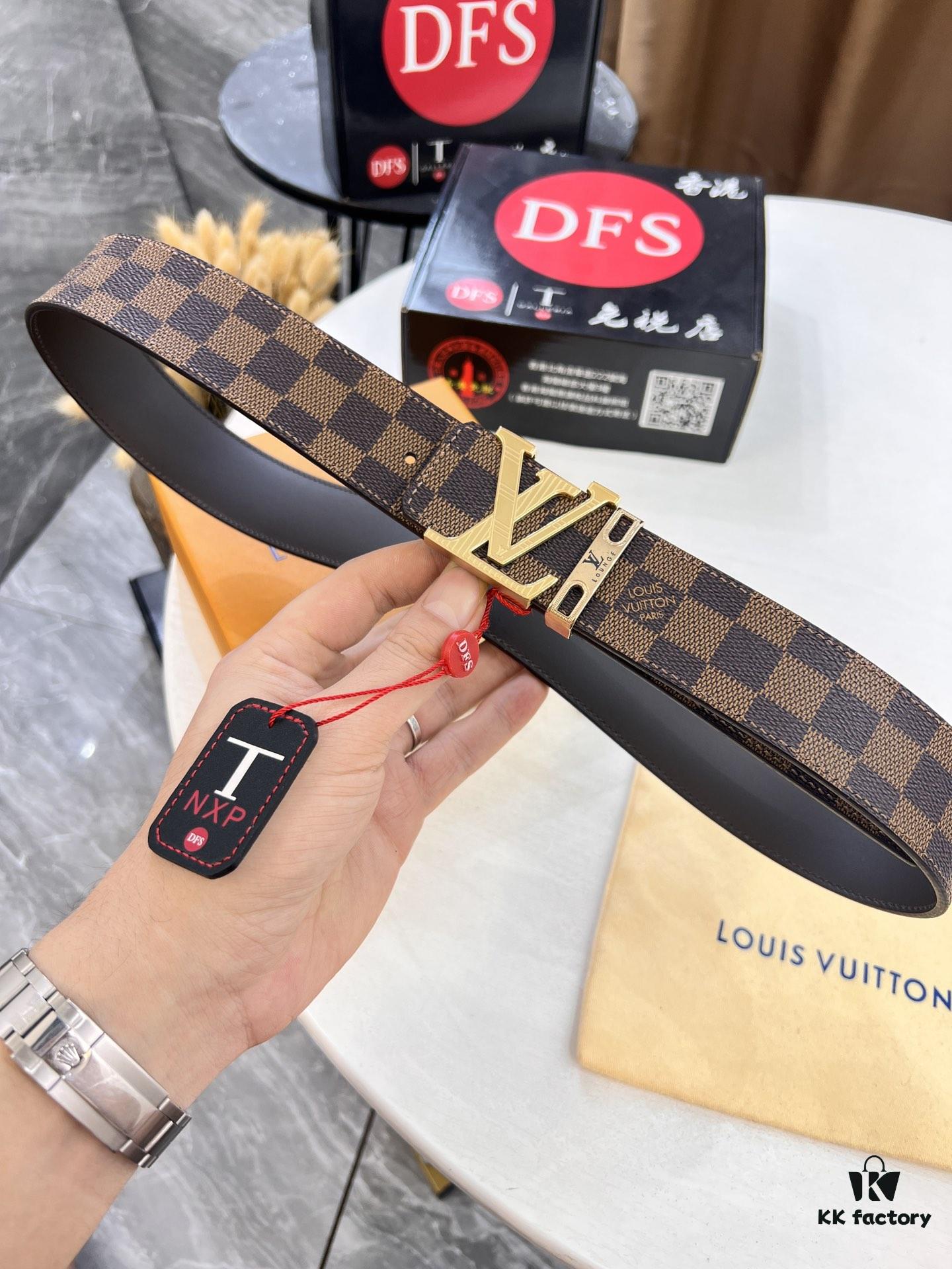 693202df3a89a121ed550d3b LV Men's Belt, ZP Molded New Style, Genuine Leather, 4.0cm Width, High-Quality with NXP Anti-Counterfeit Chip